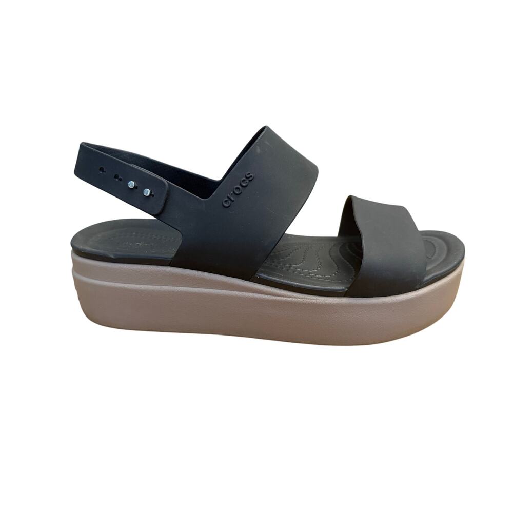 CROCS Brooklyn Low Wedge Platform Sandals Women’s Size 10 Black/Mushroom 206453
